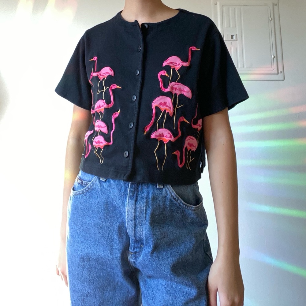 Vintage Flamingo Button Up